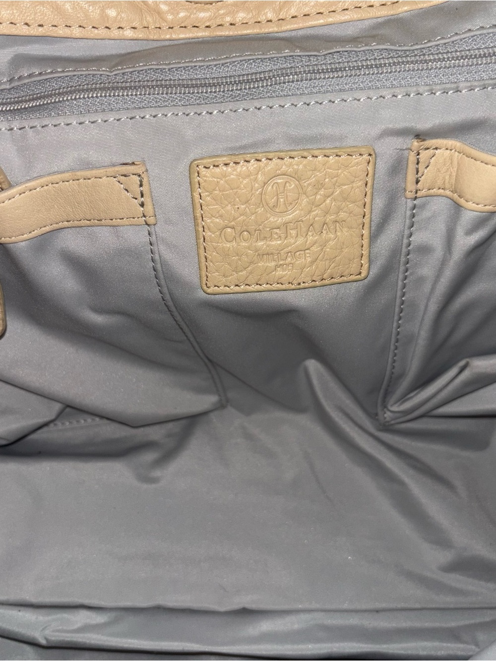 Cole Haan Village Pebbled Leather Slouch Tote Shoulder Bag Ivory Cream - Picture 7 of 11